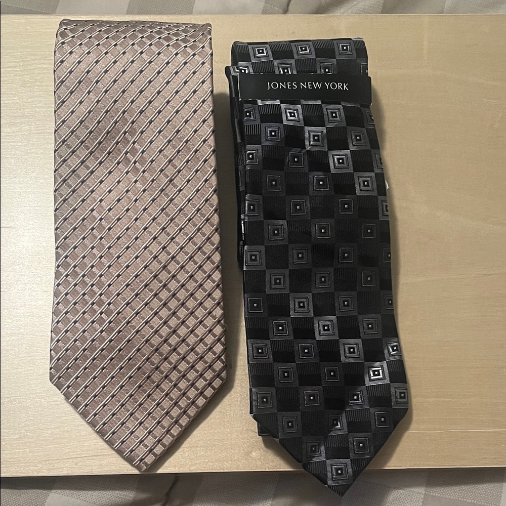 Jones New York Black and Tan Geometric Ties